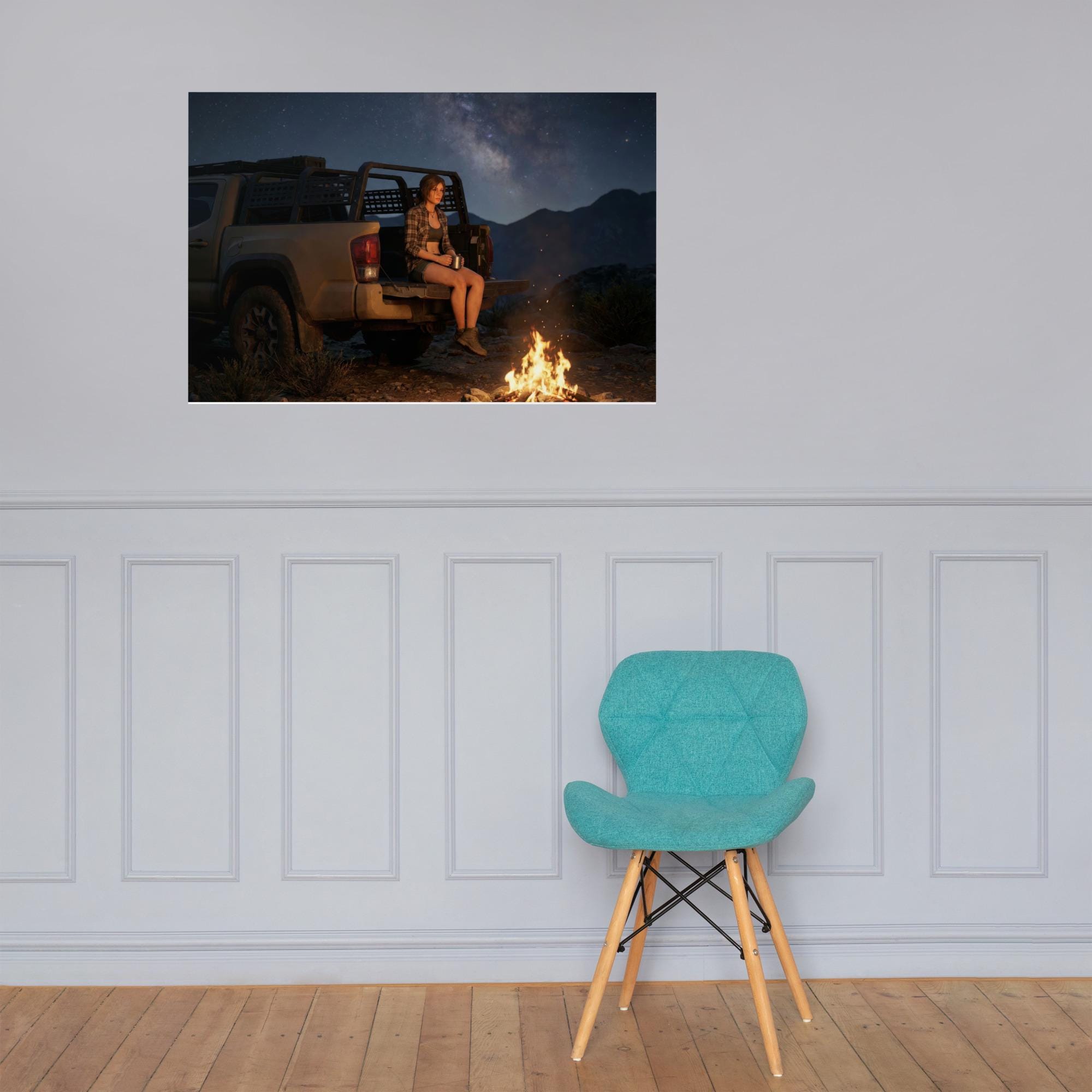 Explorer Campfire Poster | Stargazing Adventure Wall Art (Matte