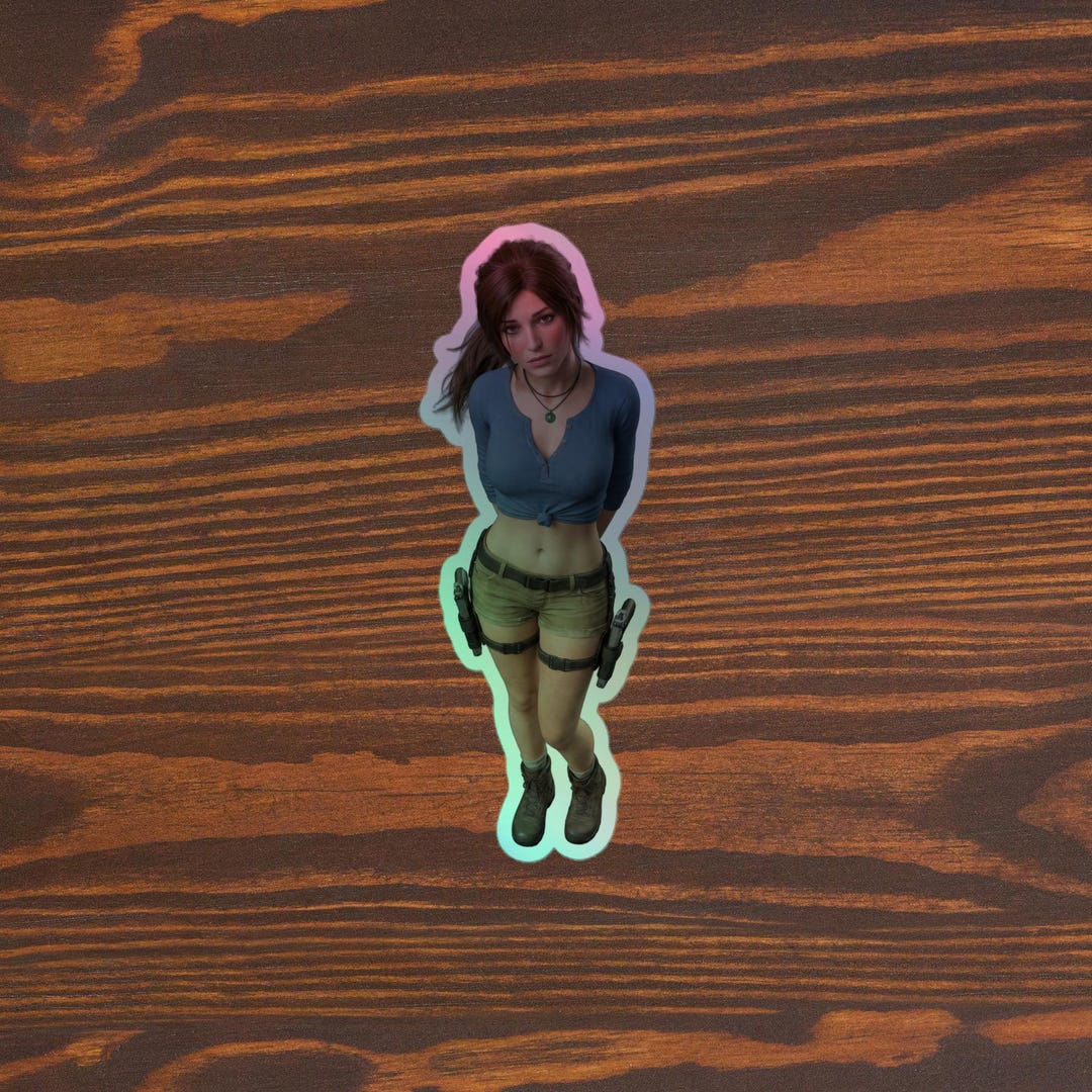 Henley Sticker Explorer Casual Henley Holographic Sticker | Treasure Hunter Iridescent ...