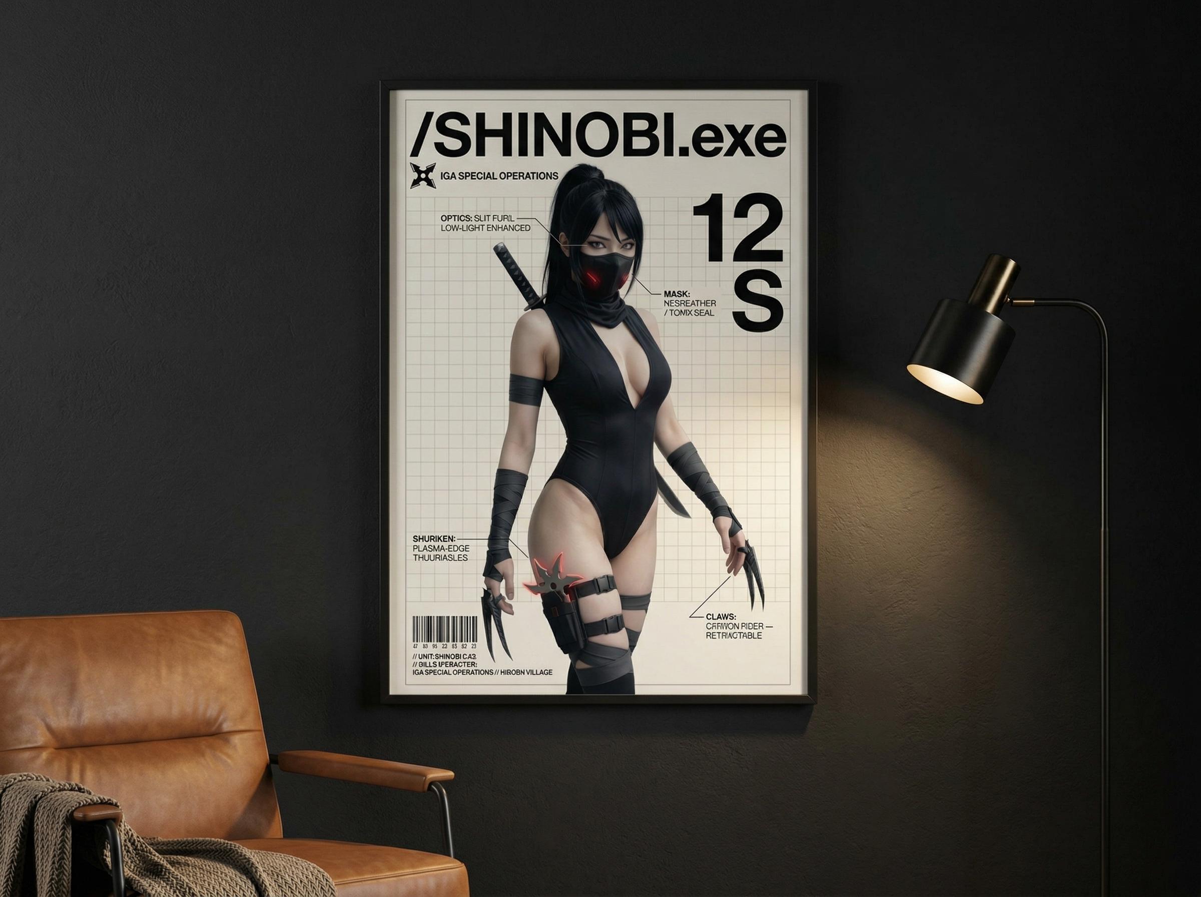 Shinobi Operative Poster | Sci-Fi Ninja Tactical Dossier Wall Art