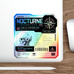 Nocturne Cybernetics Skull Holografiskt Klistermärke