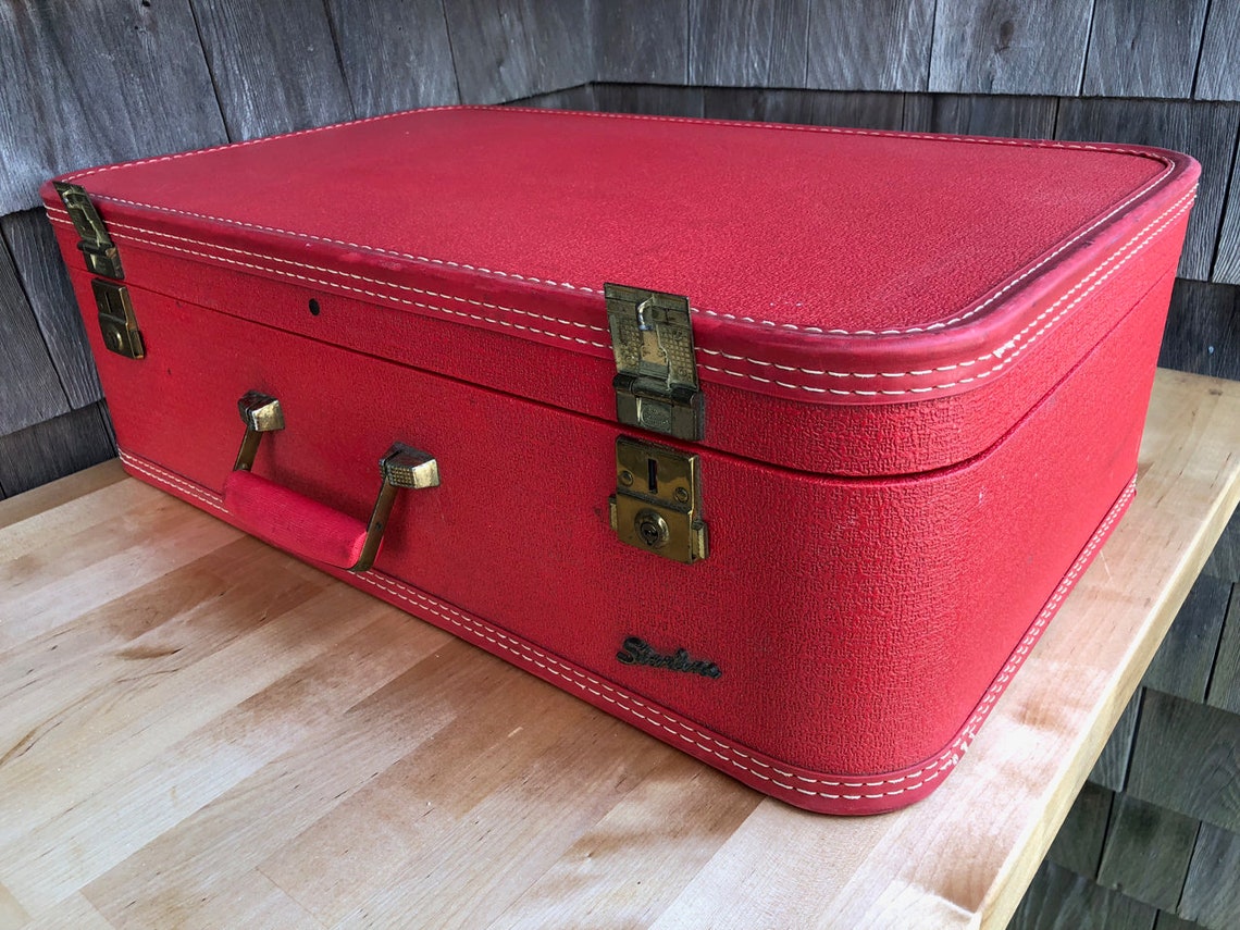 Vintage STARLINE Red Suitcase Baltimore Luggage Co. Great Etsy