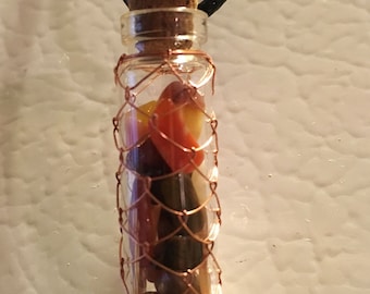 Wire Netted Apothecary Bottle with Gems