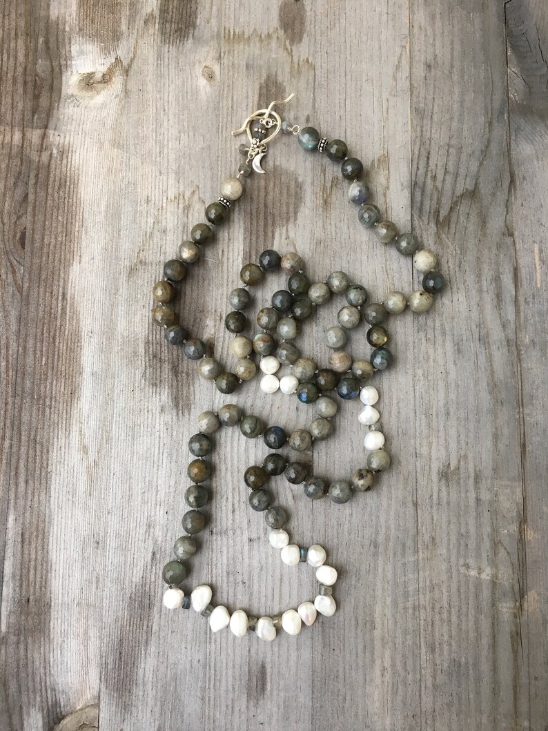 Labradorite and pearl necklace