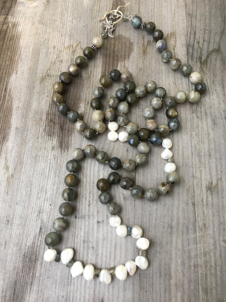 Labradorite and pearl necklace