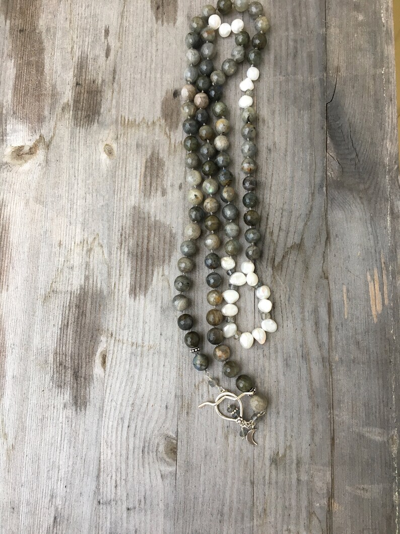 Labradorite and pearl necklace