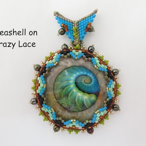 Mandala Pendant - Kit & Tutorial - Natural Gemstone Glass Cabochon and Seed Beads - Unique Beaded Pendant