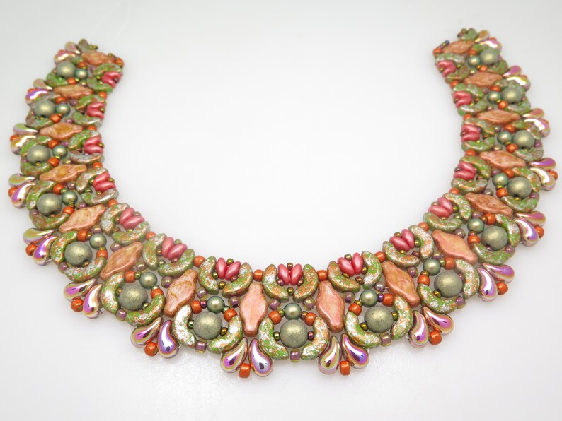 Crab Necklace Beading Tutorial Czech Navette Arcos Par Etsy