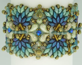 Ostrich -Beading Tutorial - Swarovski Kheops par Puca Superduo Zoliduo Bracelet -Beading Pattern- Beaded Bracelet Tutorial - Bracelet PDF