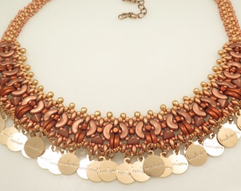 Ethnix Necklace -Beading Tutorial - Arcos Minos Super Kheops par Puca Crescent Superduo - Beading Pattern - Beaded Necklace Tutorial - PDF