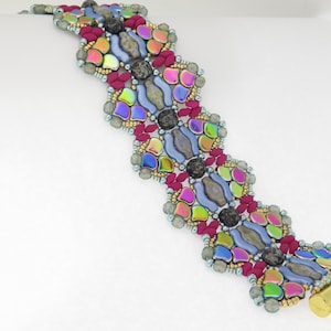 Bracelet trilogie - Kit et tutoriel - Perles baroques Cabs Pont Navette Superduo polies au feu et rocailles - KIT de tutoriel de bracelet de perles