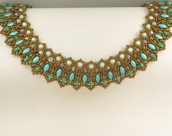 Collier de Venise -Tutoriel de perles - Perles de graines Superduo polies au feu de lentilles Irisduo - Modèle de perles - Tutoriel de collier de perles - PDF