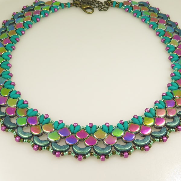Dantel Necklace - Kit & Tutorial - Ginko Arcos par Puca Superduo and Seed Beads- Beaded Necklace Tutorial KIT