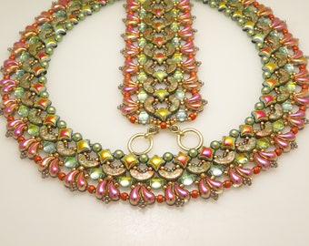 Fiesta Set -Bracelet & Necklace -2 Beading Tutorials- Arcos par Puca Gemduo Zoliduo Wibeduo Seed Beads-Beading Pattern -Beaded bracelet -PDF