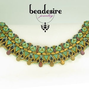 Egypt Necklace -Beading Tutorial - Amos Ios Kheops par Puca Crescent Superduo Seed Beads - Beading Pattern - Beaded Necklace Tutorial - PDF