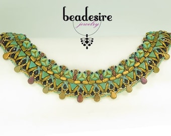 Egypt Necklace -Beading Tutorial - Amos Ios Kheops par Puca Crescent Superduo Seed Beads - Beading Pattern - Beaded Necklace Tutorial - PDF