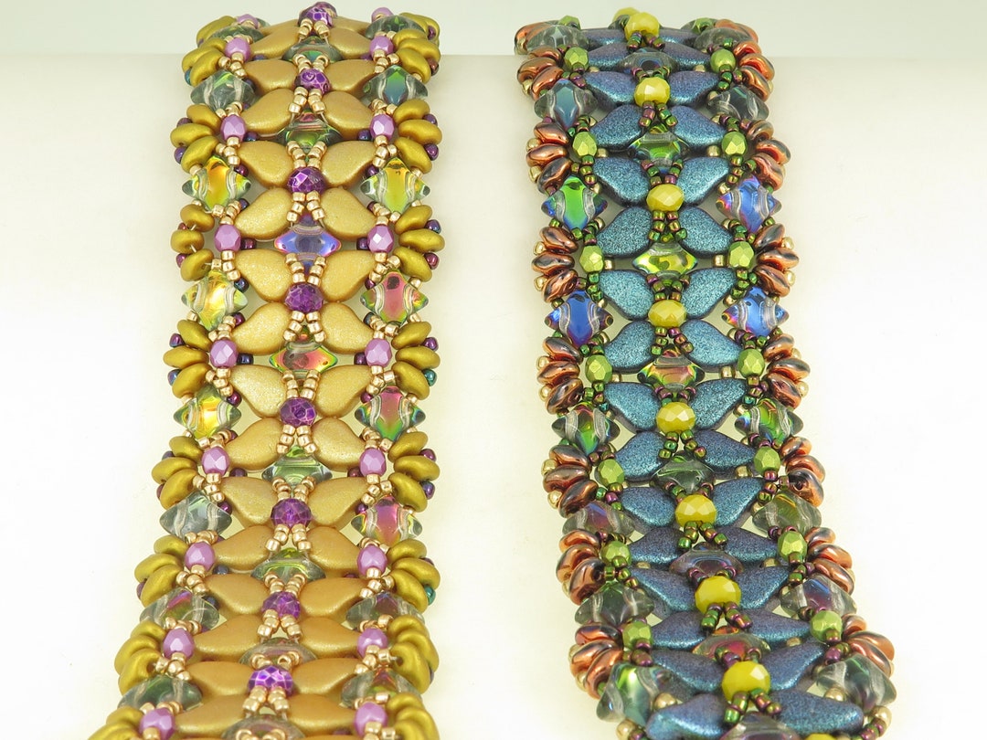 Paisley Beaded Bracelet Kit with 2-Hole Glass Beads (Electric