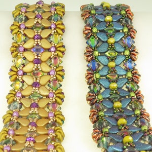 Candyland Bracelet - Beading Tutorial - Paisley Wibeduo Superduo Fire Polish Rondelle & Seed Beads - Beading Pattern - Beaded bracelet - PDF