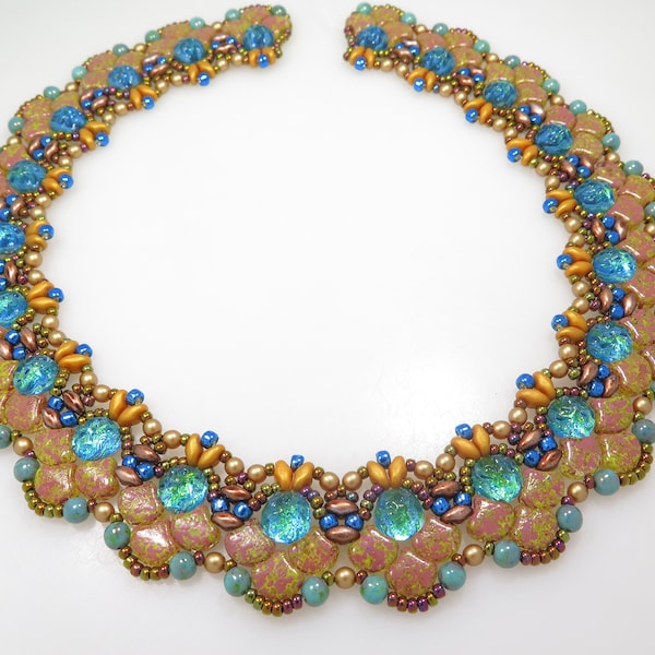 Unicorn Necklace - Beading Tutorial - Ginko Baroque Pearls Superduo and Seed Beads - Beaded Necklace Tutorial PDF