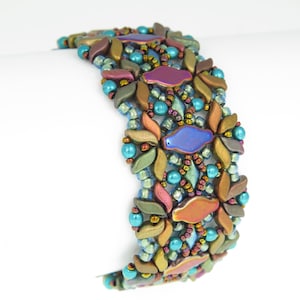 Roots Bracelet - Beading Tutorial - Navette, Stormduo, Gemduo, Rounds and Seed Beads - Beading Pattern - Beaded bracelet - PDF