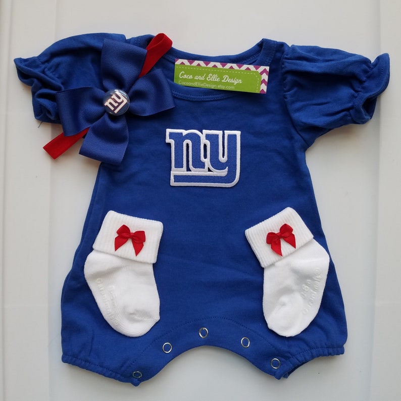 New York Giants Baby Girl Outfit Ny Giants Newborn Ny Giants Etsy