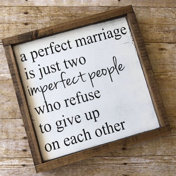 Perfect Marriage Framed Sign, Farmhouse Sign, Custom Sign, Wedding Decor, Valentines Day Sign for Husband and Wife