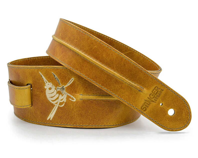 Yellow Leather Guitar Strap, Custom Guitar Strap, Mustard Yellow Strap