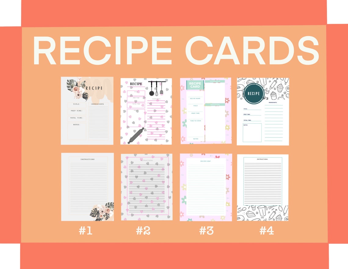 Digital and Printable Recipe Cards Bundle - Etsy