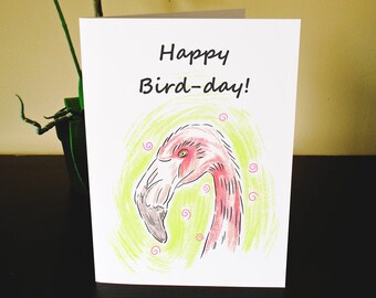Animal Puns Greetings/ Birthday Card (Flamingo)