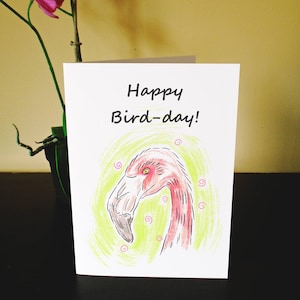 Animal Puns Greetings / Carte d’anniversaire (Flamingo)