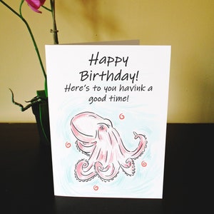 Animal Puns Greetings / Carte d’anniversaire (Octopus)