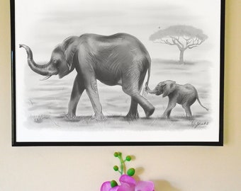 Mom and Baby Art Print