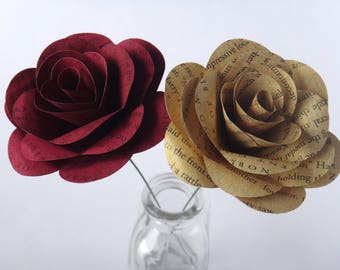 Gryffindor Book Page Roses, Harry Potter Book Page Flowers
