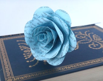 Light Blue Book Page Flowers, Blue Wedding Flowers, Literary Gift, Book Wedding Theme