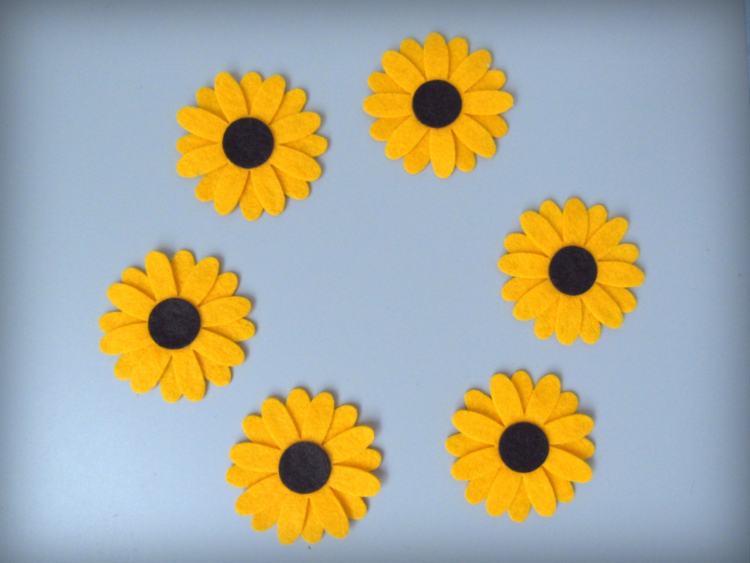 Set of 6 felt sunflowers rustic country farm garden