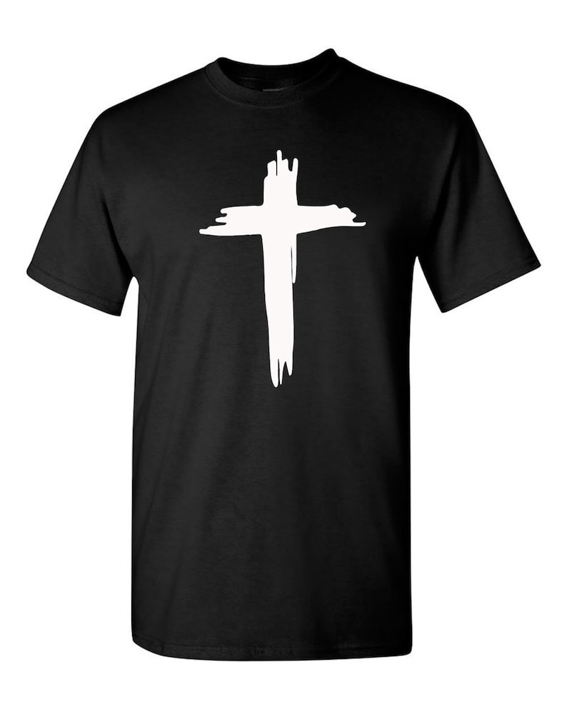 Christians Cross, Jesus Christ Cross T Shirt Religious Faith Slogan Black