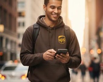 Bluza z kapturem Parcel Service – unisexowa, brązowa bluza z kapturem w stylu listonosza