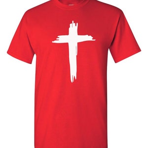Christians Cross, Jesus Christ Cross T Shirt Religious Faith Slogan Red