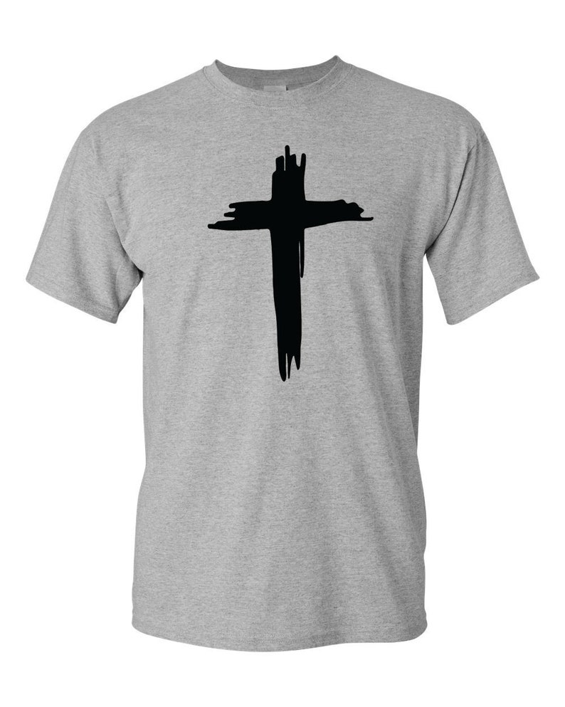 Christians Cross, Jesus Christ Cross T Shirt Religious Faith Slogan Gray