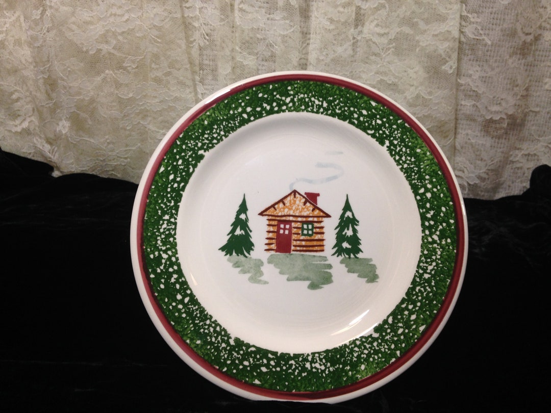 Cabin in the Woods Christmas Bread Plate TRE CI Made in Italy Etsy