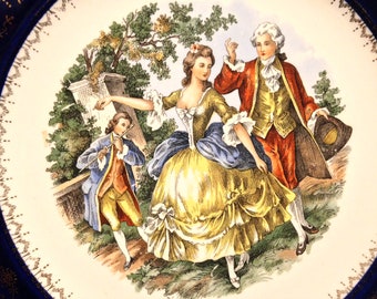 Imperial Service Plates Georgian Romance Scene Salem China Co Made in USA 23 Karat Gold 52V