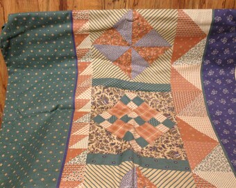Fabric Green Blue Cream Brown Joan Kessler for Concord Fabrics Inc Crafted with Pride in USA 4 Yards