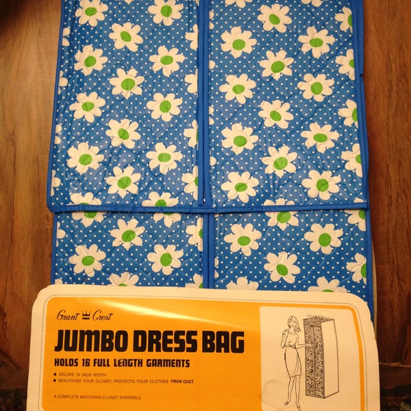 Vintage Jumbo Dress Bag Holds 16 Full Length Garments Deluxe 15 Inch Width Beautifies Your Closet Protects Clothes From Dust Grant Crest