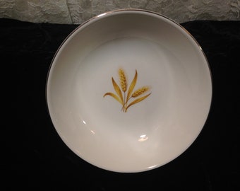 Golden Wheat 5.5" Berry Dessert Bowl Taylor Smith Taylor Versatile Made in USA 9-57-1 Oven Proof 2 Wheat 4 Leaves