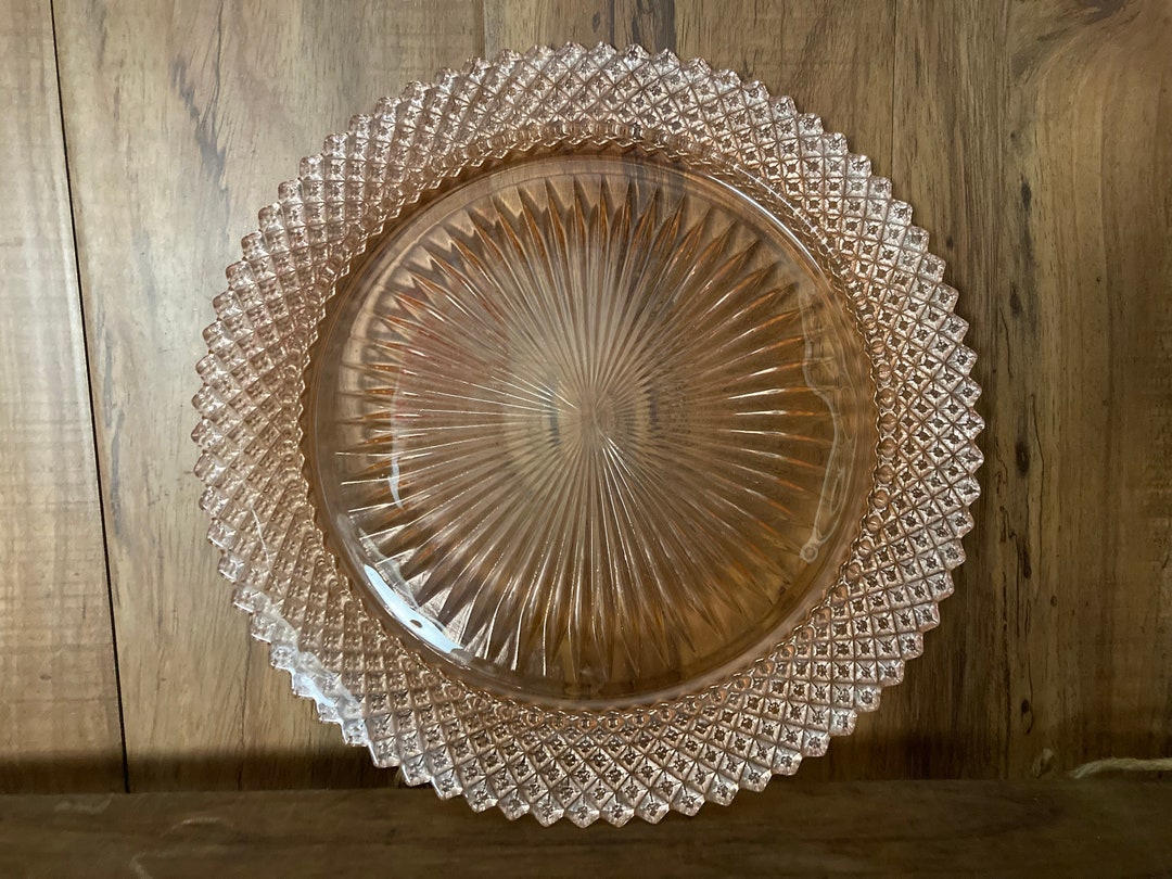 Pink Depression Glass Hobnail Diamond Plate Etsy