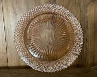 Pink Depression Glass Hobnail Diamond Plate