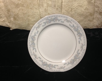 Somerset by Excel China Bread Plate Gray Band Pink Yellow Blue Roses Platinum Trim Gently Used