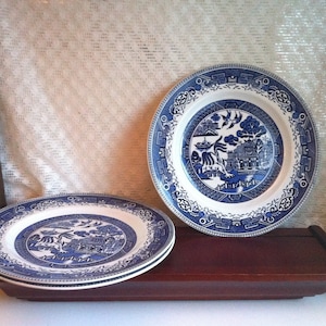 Blue Willow Plates 3 Old Willow English Ironstone By Washington Pottery Staffordshire England