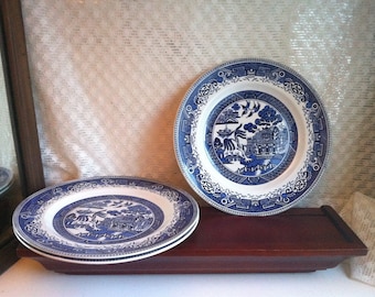 Blue Willow Plates 3 Old Willow English Ironstone By Washington Pottery Staffordshire England