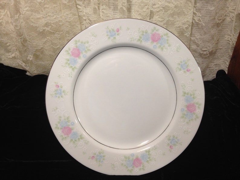 Vintage China Garden Prestige Platinum Trim Dinner Plate Made Etsy
