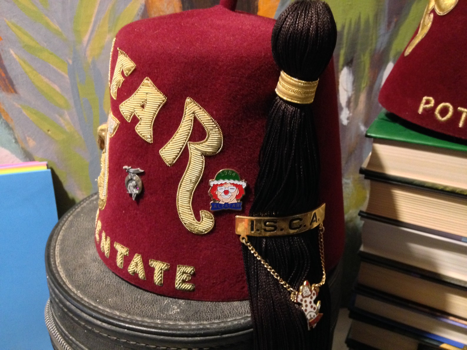 Shriners Memorabilia 2 Fez With Tassels 1 Hat Box Embroidered Etsy